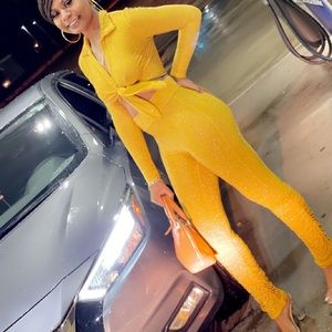 gold two piece outfit . size;xs